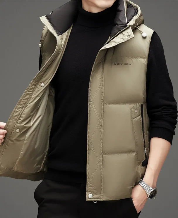 Thickened Quilted Men's Puffer Vest for Winter Warmth