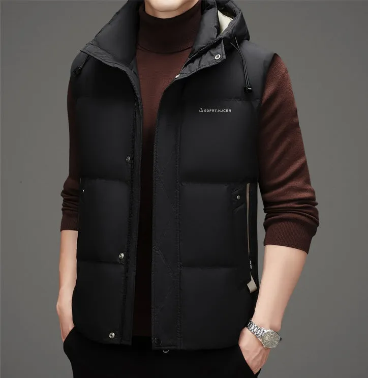 Thickened Quilted Men's Puffer Vest for Winter Warmth