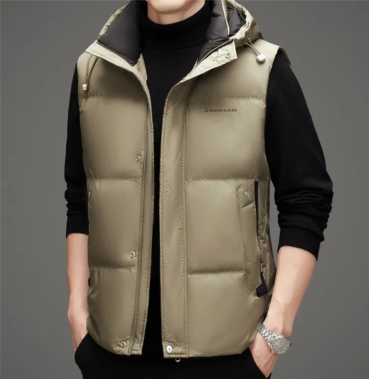 Thickened Quilted Men's Puffer Vest for Winter Warmth