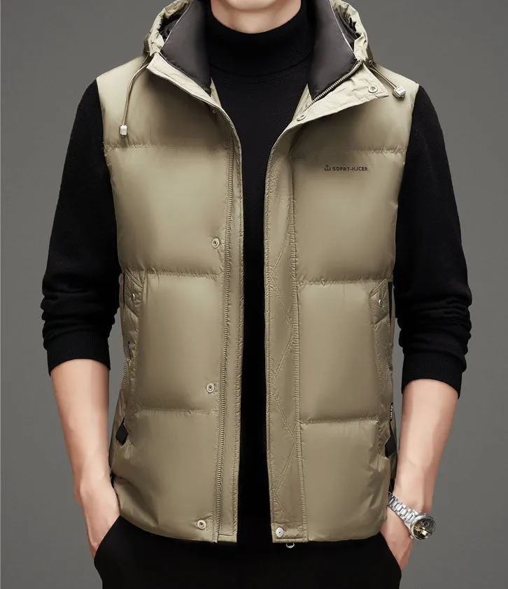 Thickened Quilted Men's Puffer Vest for Winter Warmth