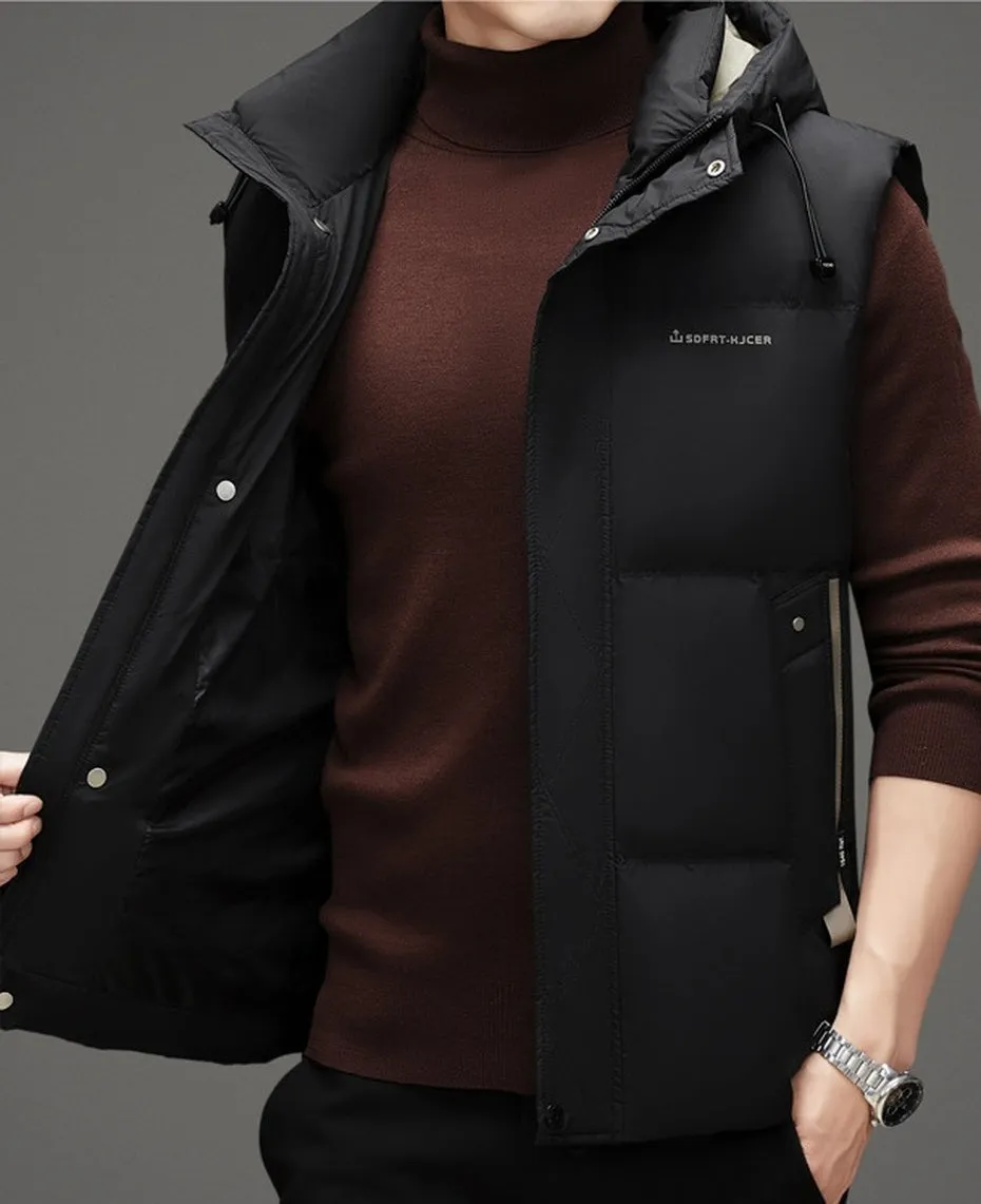 Thickened Quilted Men's Puffer Vest for Winter Warmth