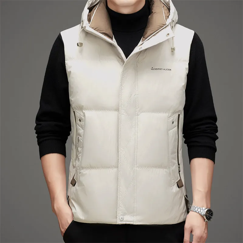 Thickened Quilted Men's Puffer Vest for Winter Warmth
