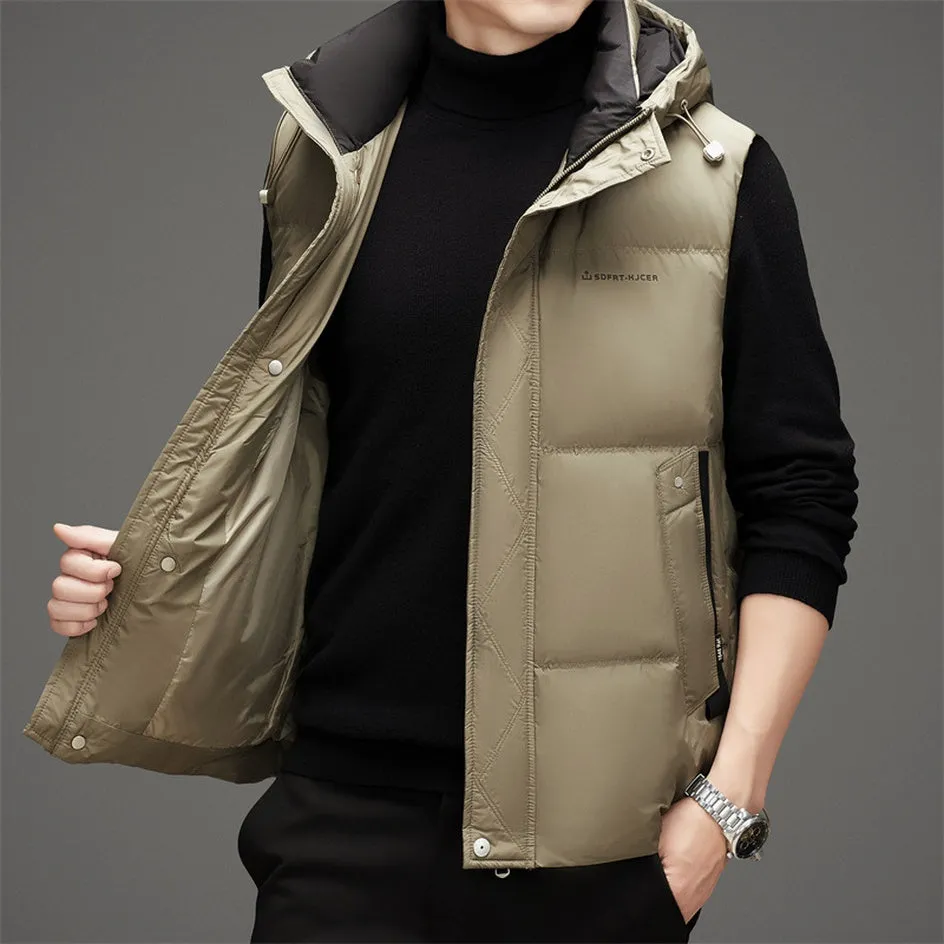 Thickened Quilted Men's Puffer Vest for Winter Warmth