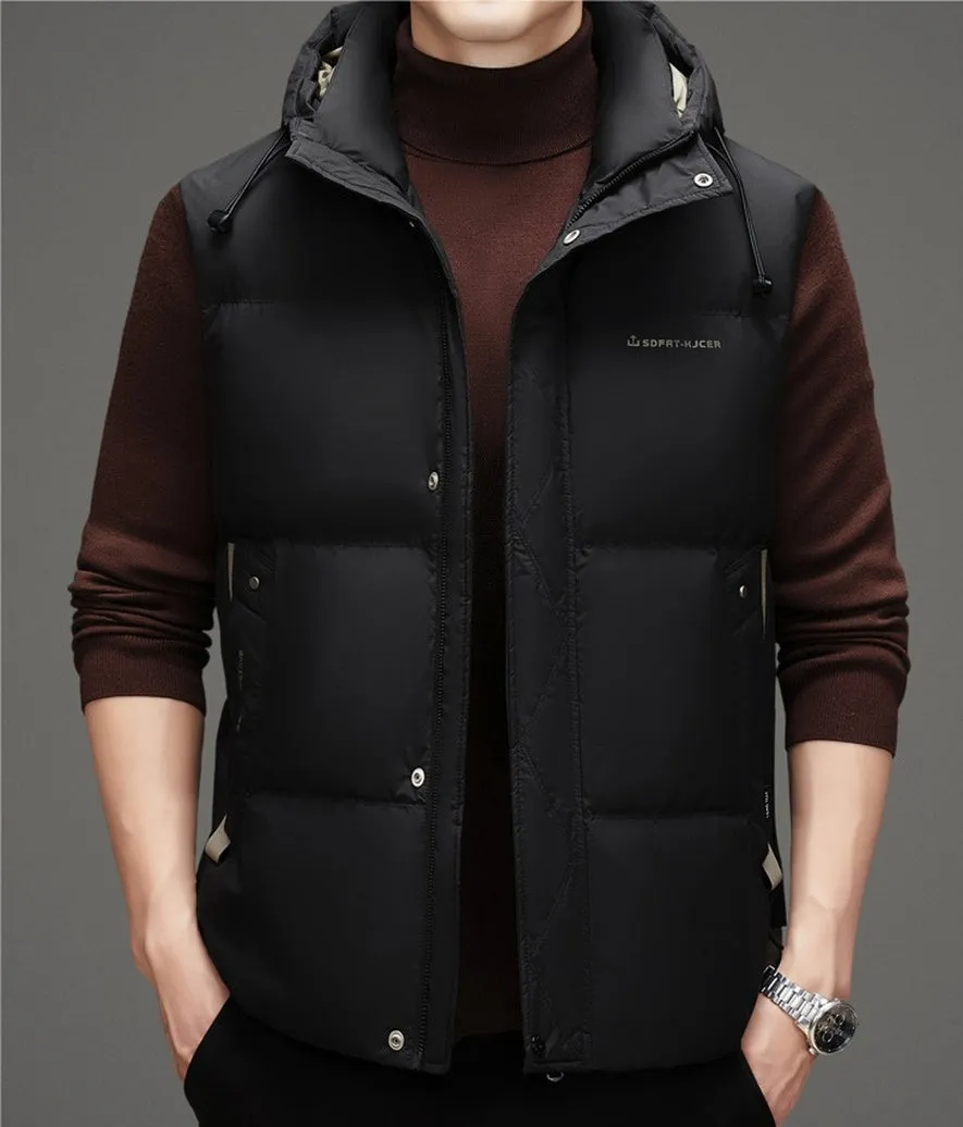 Thickened Quilted Men's Puffer Vest for Winter Warmth