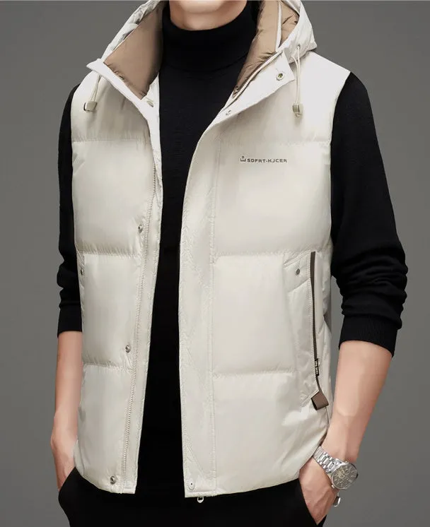 Thickened Quilted Men's Puffer Vest for Winter Warmth