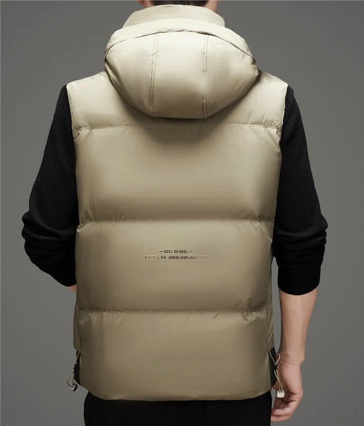 Thickened Quilted Men's Puffer Vest for Winter Warmth