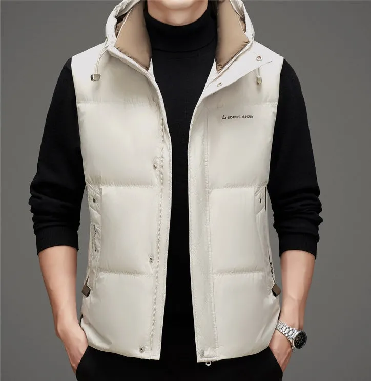 Thickened Quilted Men's Puffer Vest for Winter Warmth