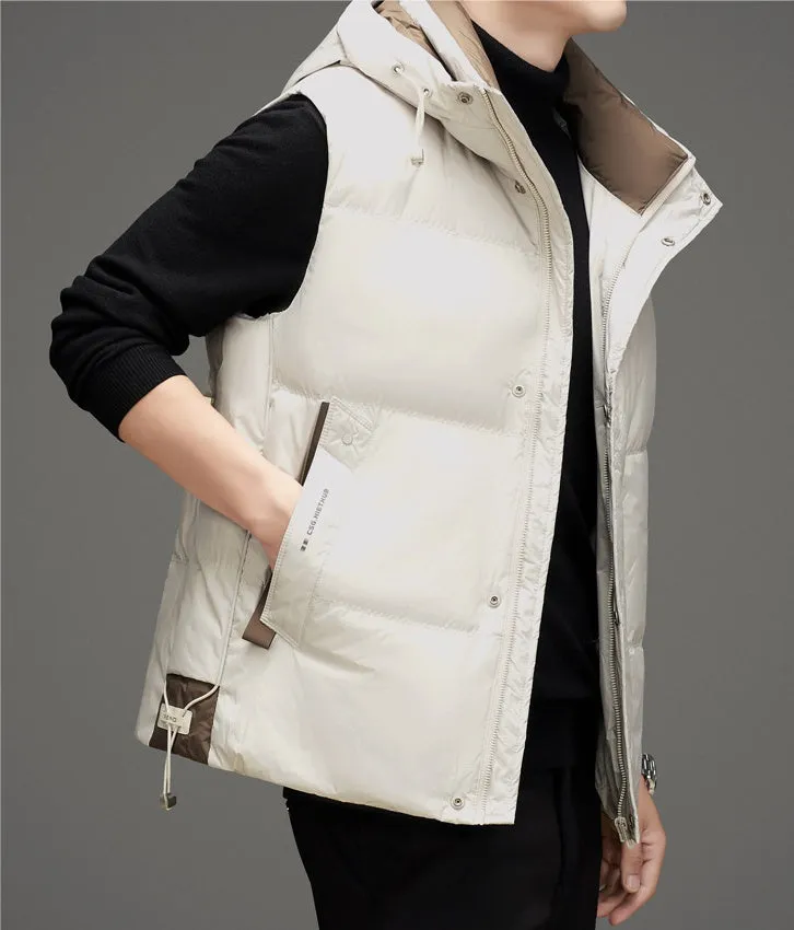 Thickened Quilted Men's Puffer Vest for Winter Warmth