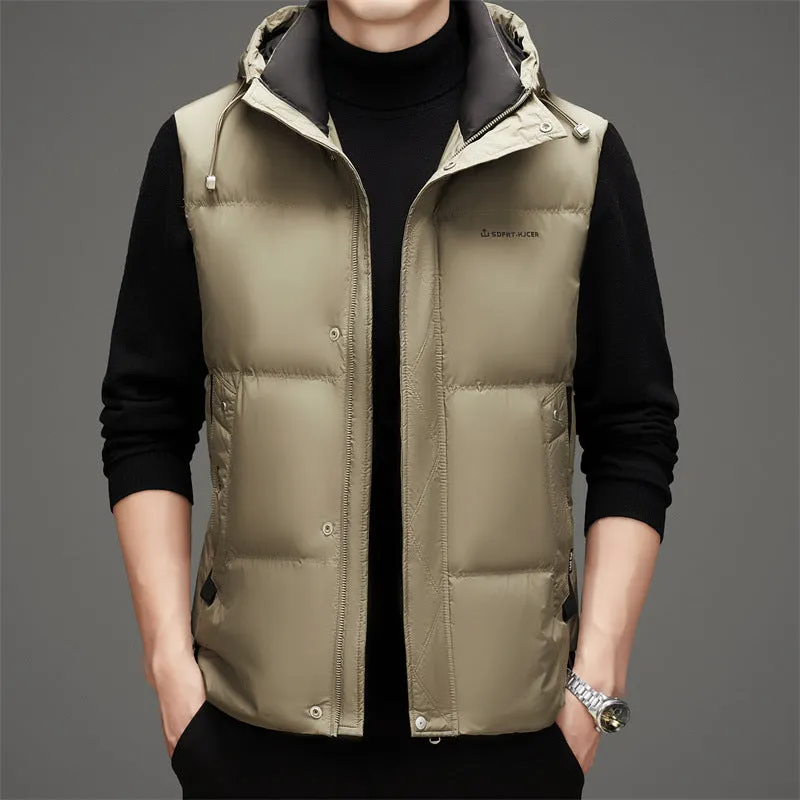 Thickened Quilted Men's Puffer Vest for Winter Warmth