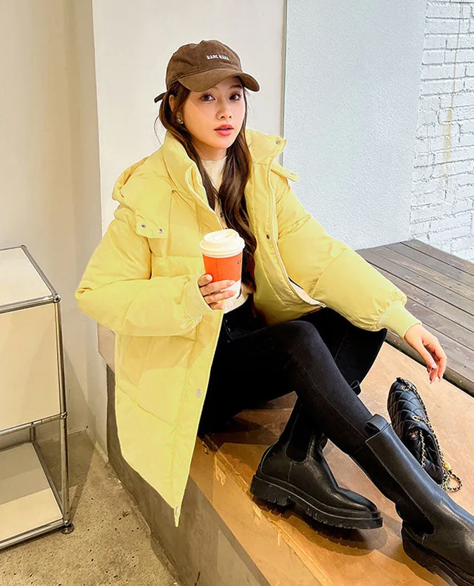 Thickened Solid Hooded Puffer Jacket - Versatile Women's Outerwear