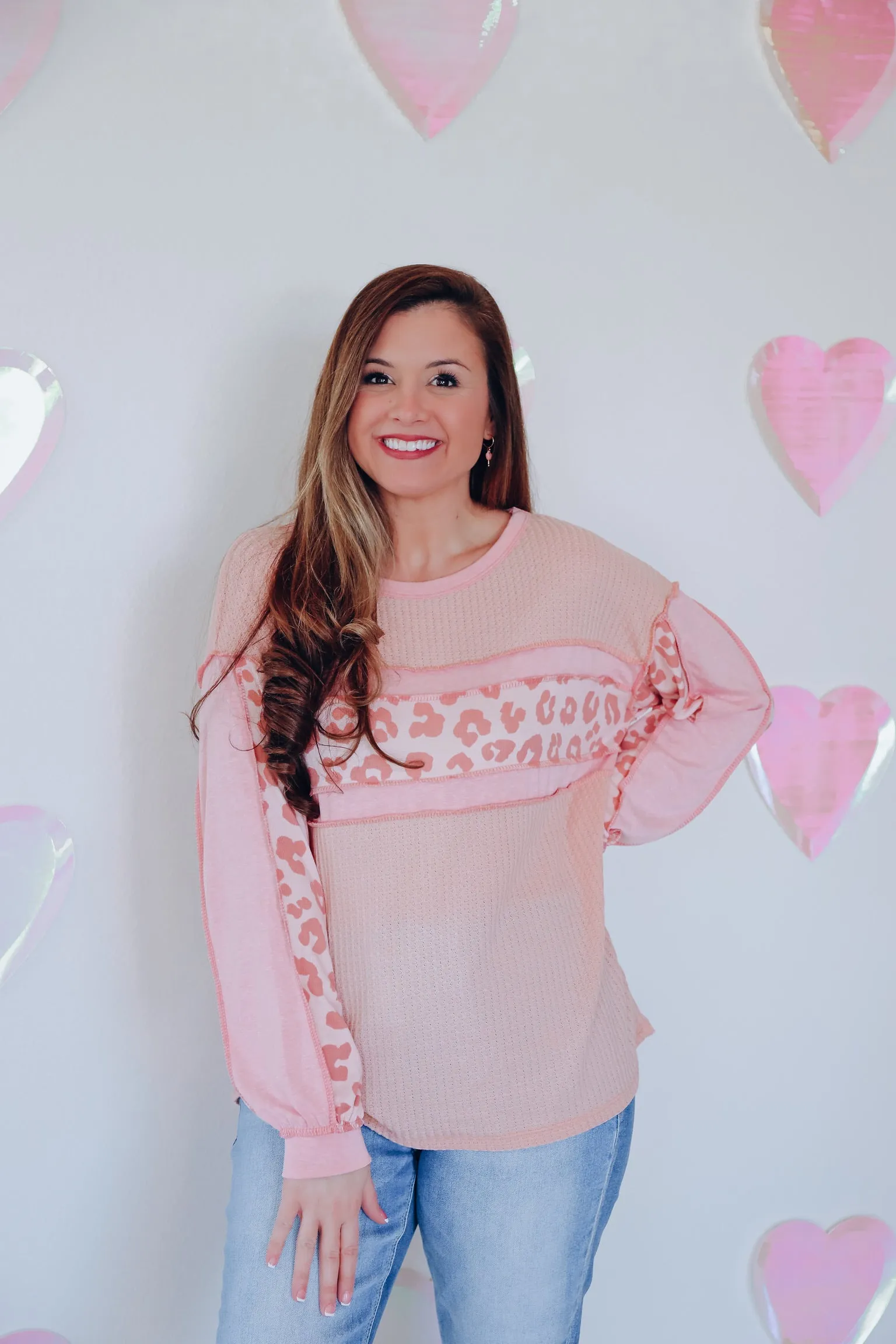 Tia Tri-Blend Color Block Top - Blush