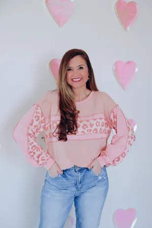 Tia Tri-Blend Color Block Top - Blush