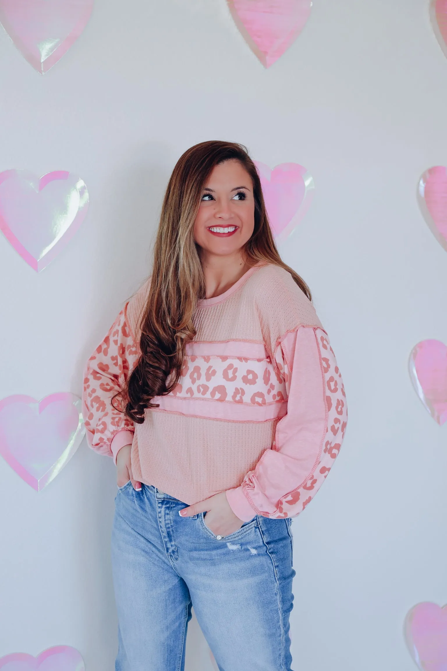 Tia Tri-Blend Color Block Top - Blush