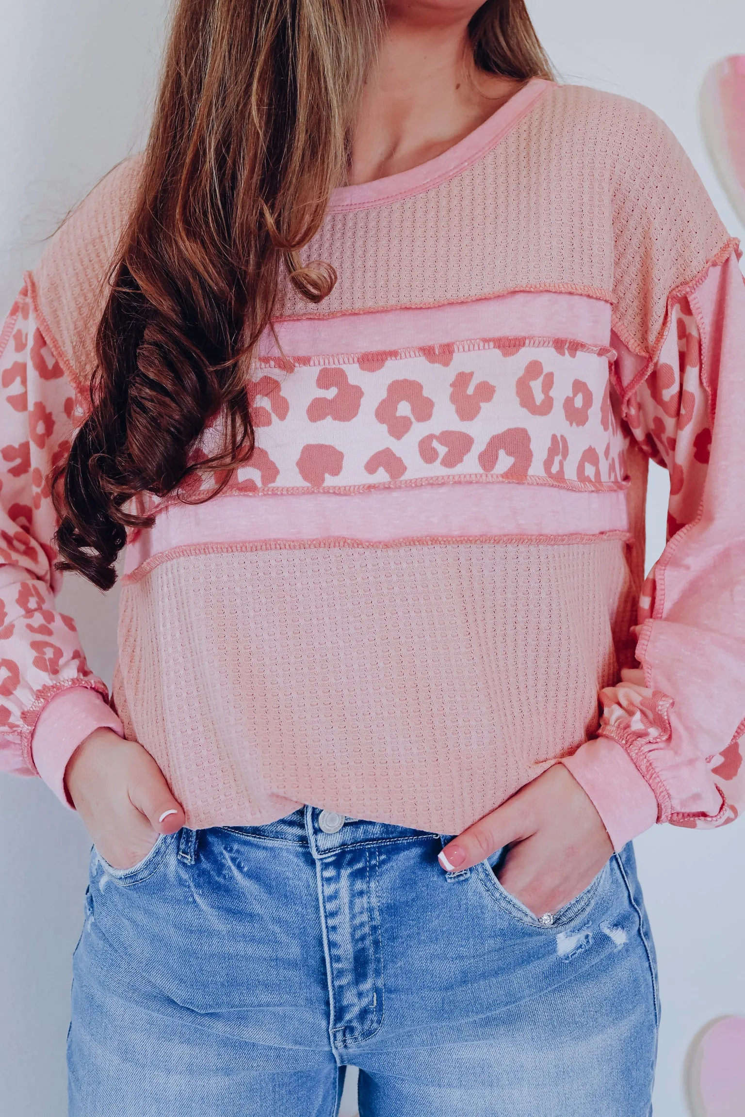 Tia Tri-Blend Color Block Top - Blush