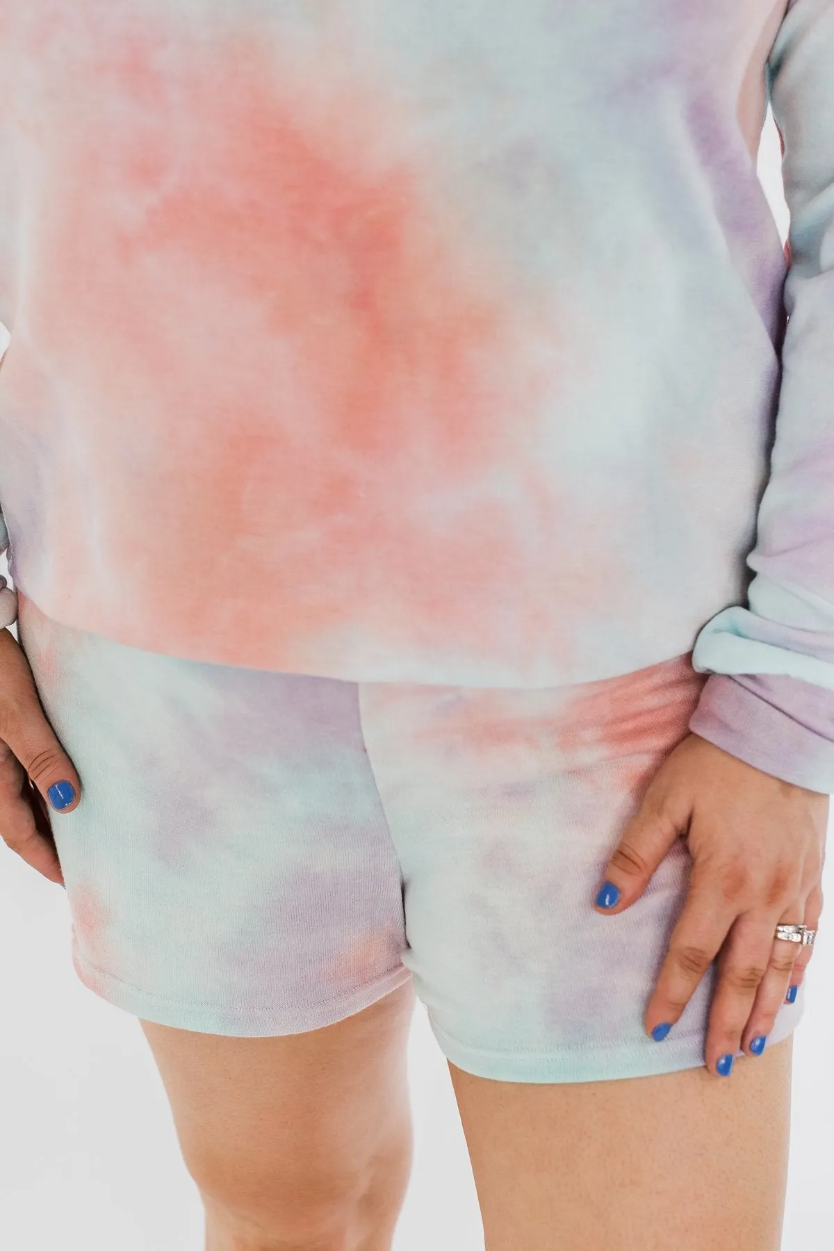Tie Dye Lounge Shorts- Coral, Purple, & Blue