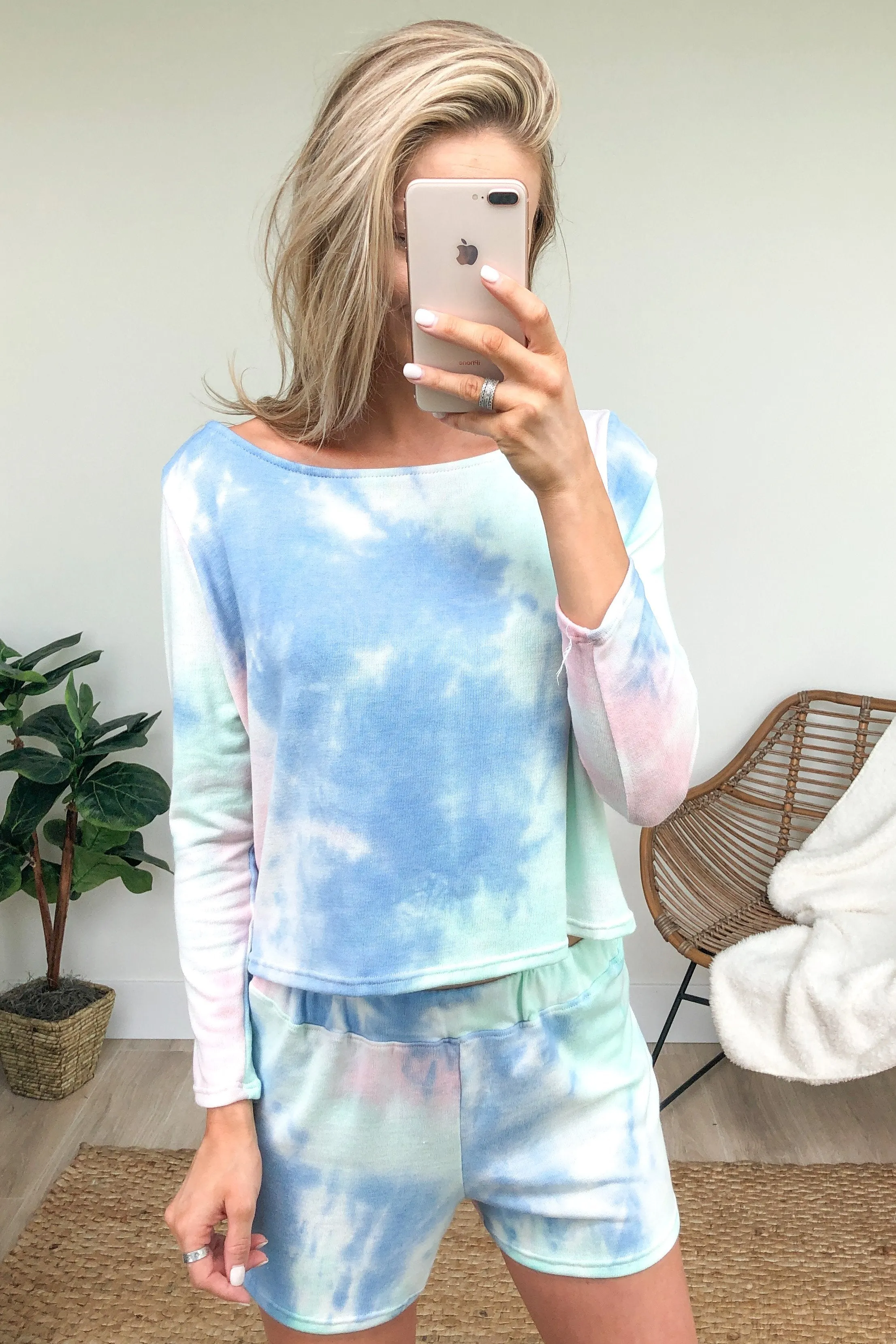 Tie Dye Lounge Shorts- Mint, Blush, Blue