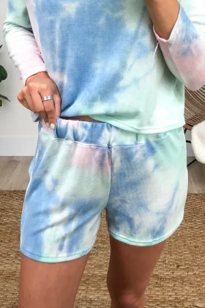 Tie Dye Lounge Shorts- Mint, Blush, Blue