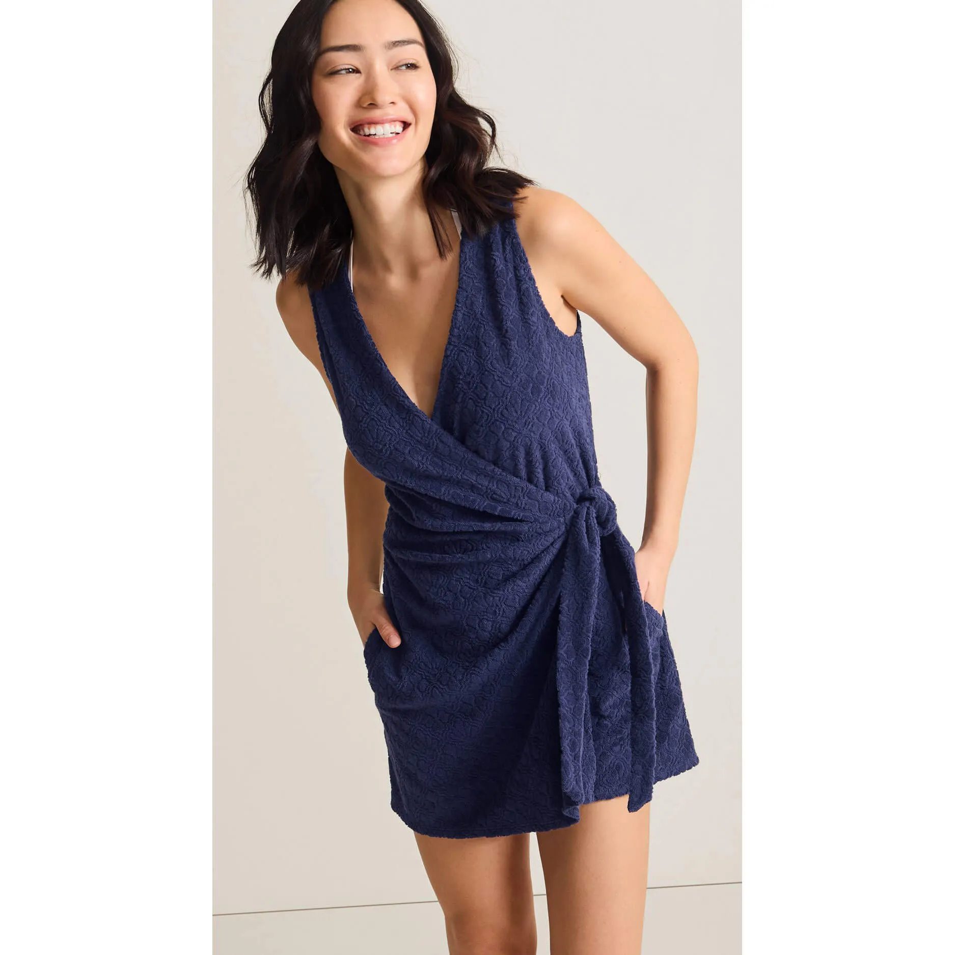 Tommy Bahama Textured Spa Terry Romper Cover Up - Mare Navy