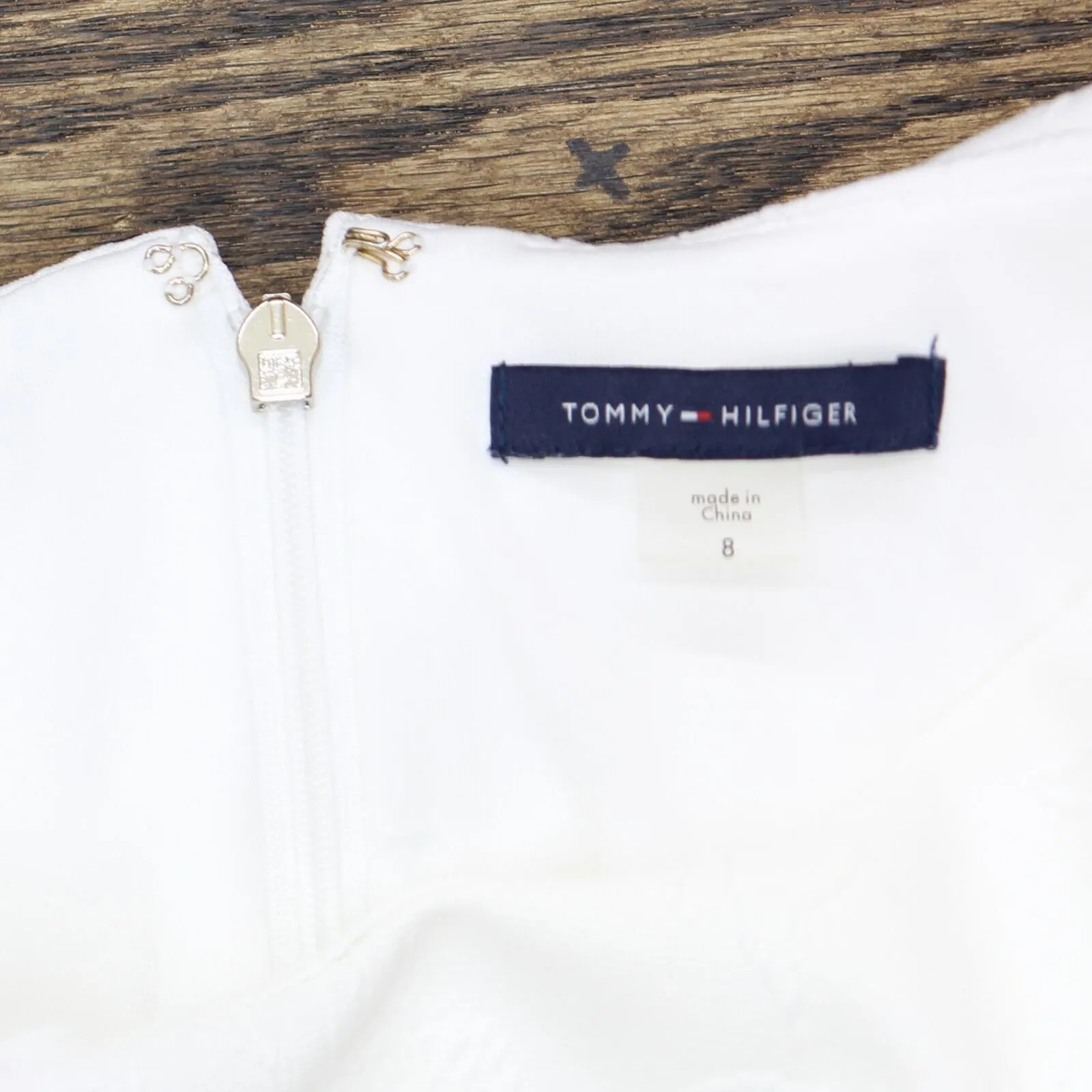 Tommy Hilfiger Womens Textured Knit Short Sleeve Ponte Dress White 8