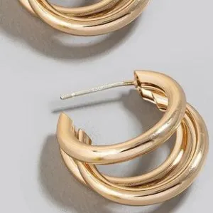 Triple Layered Tube Hoop Earrings