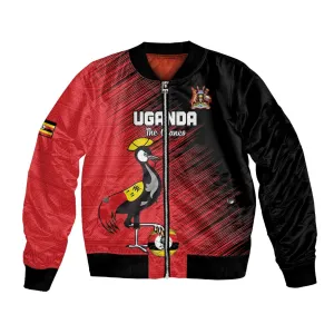 Uganda Football Custom Bomber Jacket African Pattern Mix Grunge Style - Red Color LT15