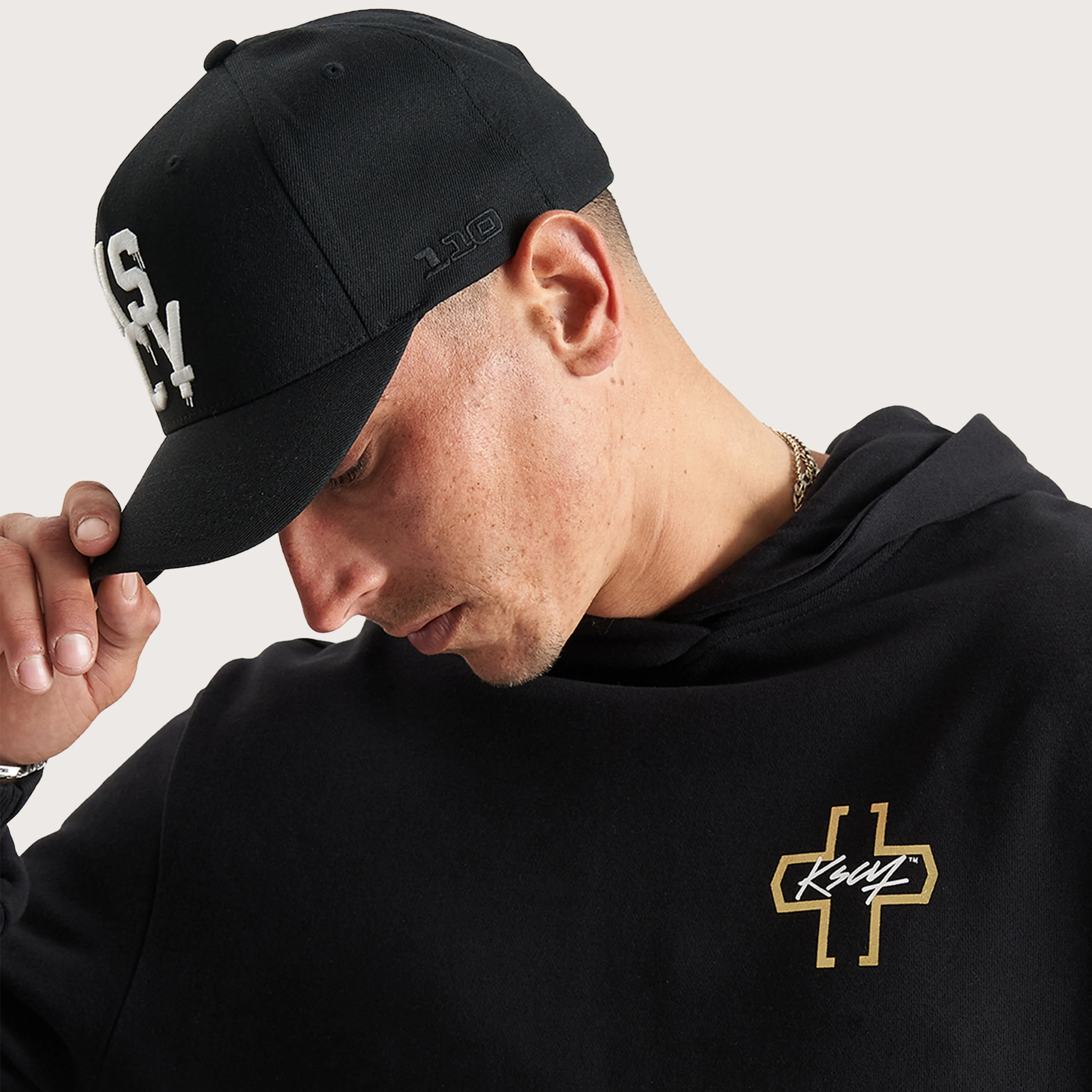 Unbowed Dual Curved Layered Hoodie Jet Black