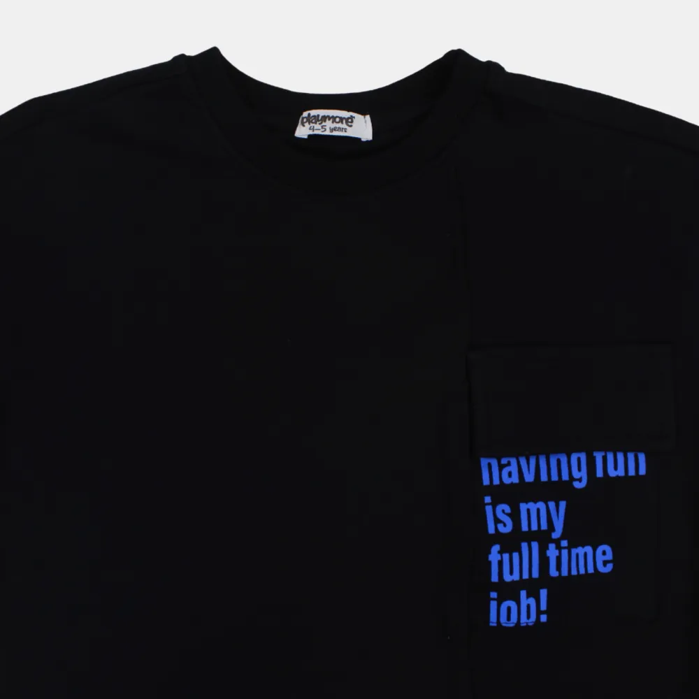 Unisex Cotton T-Shirt – Black "Full Time Job" Print