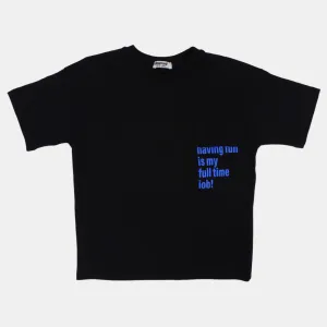 Unisex Cotton T-Shirt – Black "Full Time Job" Print