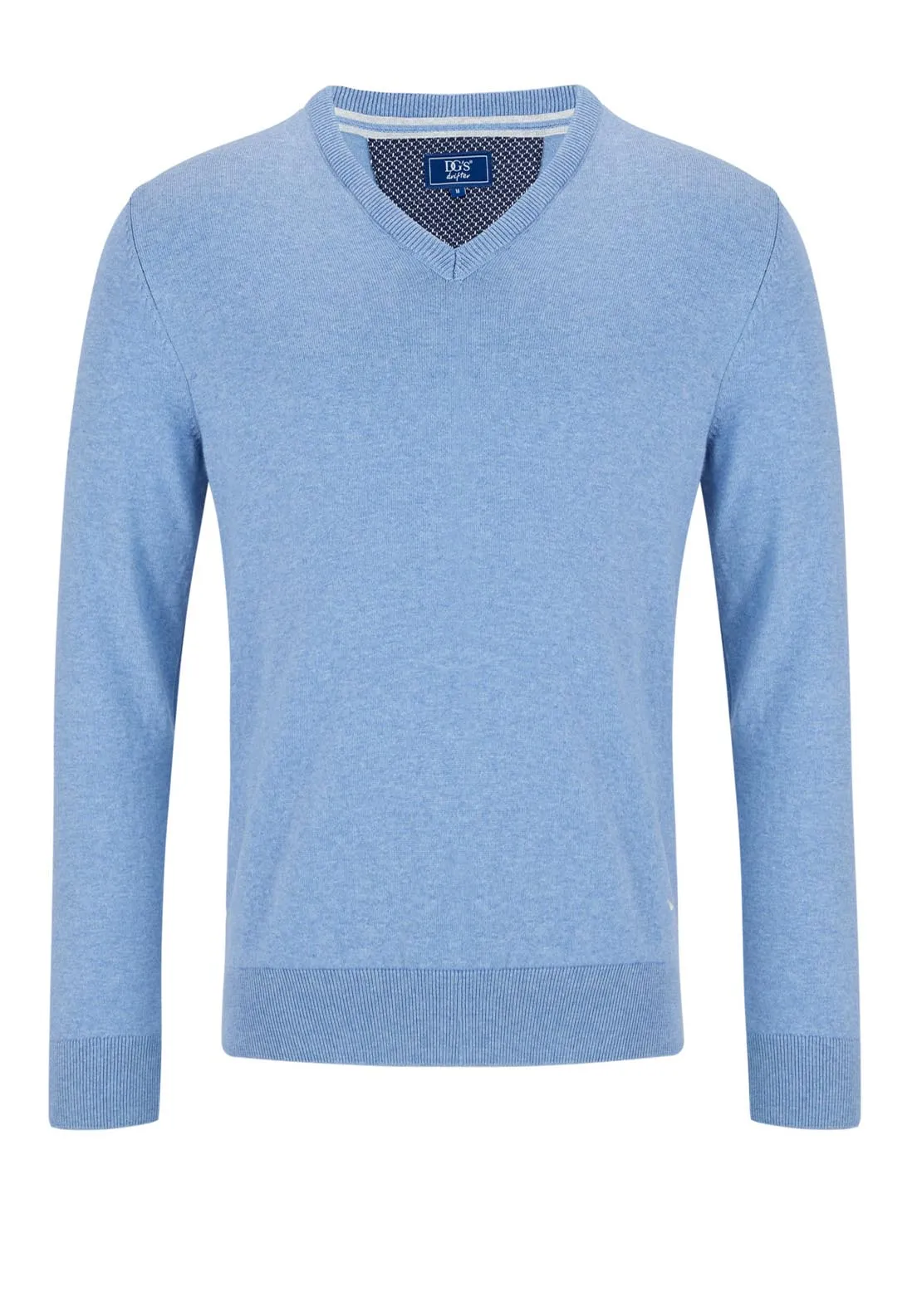 V-Neck Cotton Knitwear - Blue