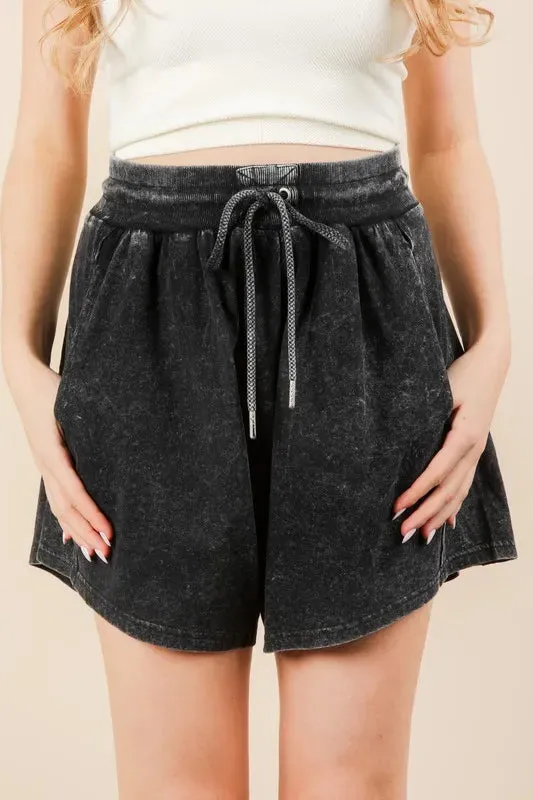 VERY J Mineral Washed Comfy Baggy Shorts