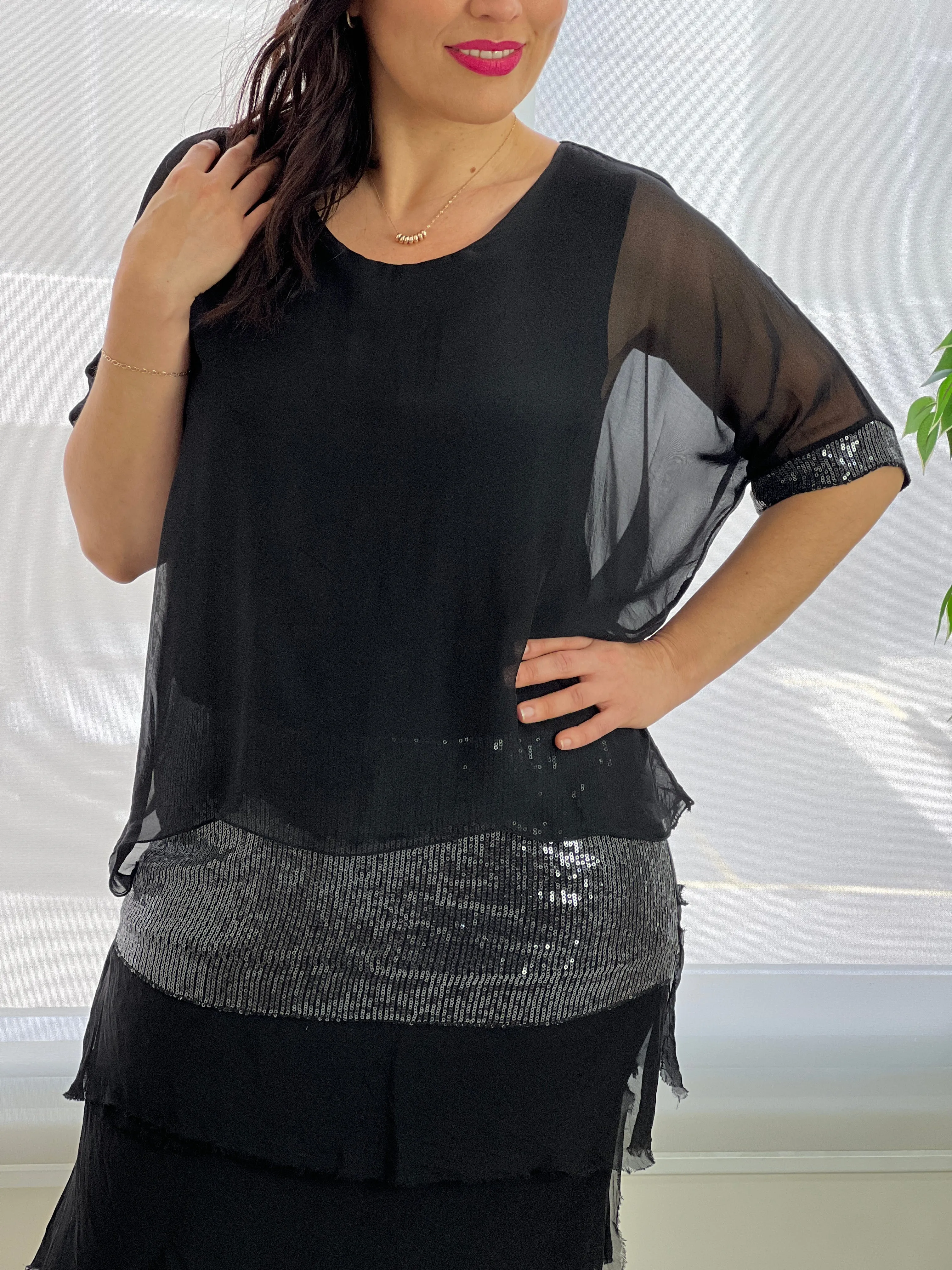 Vienna Black Silk Dress