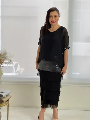 Vienna Black Silk Dress