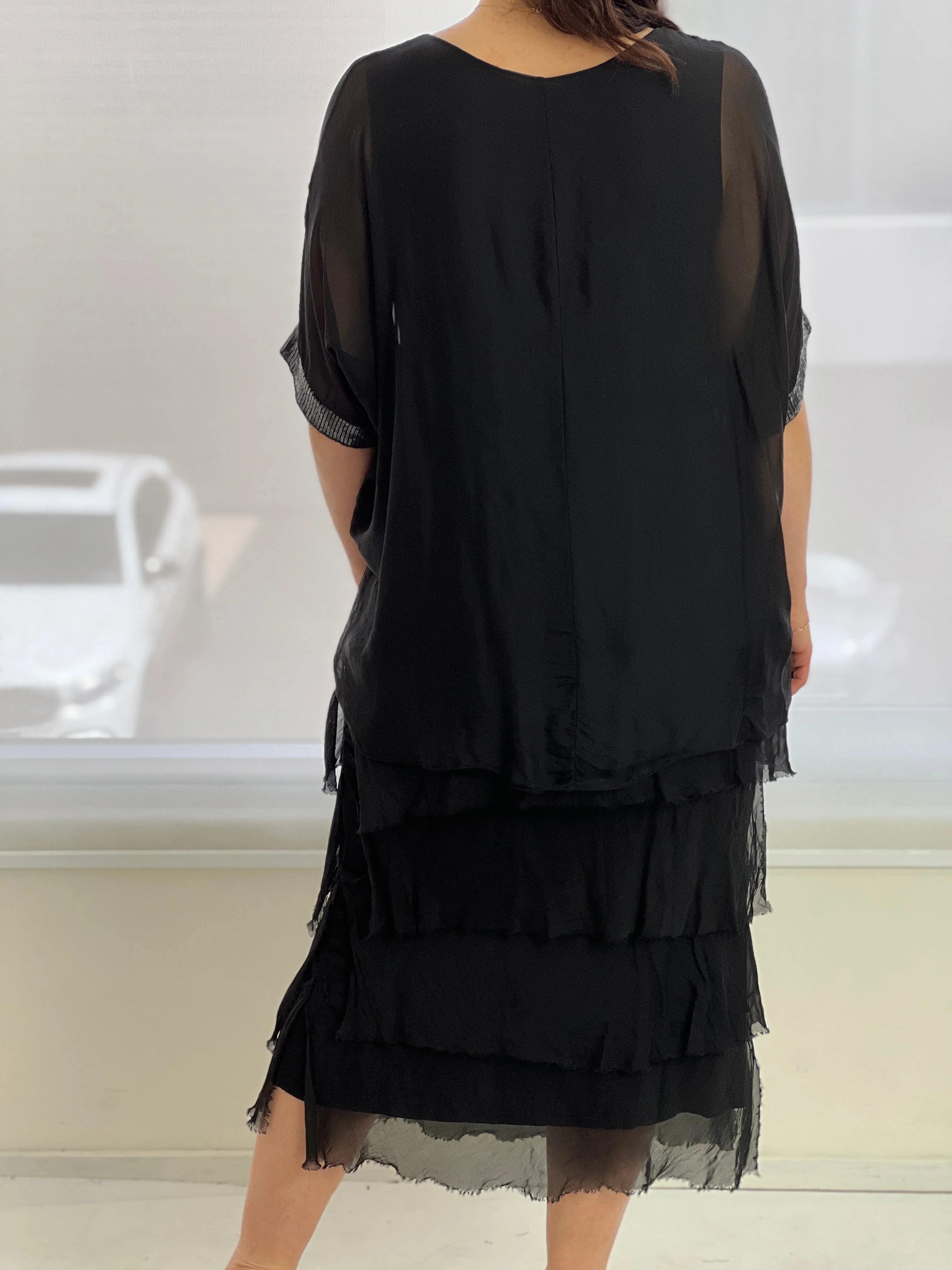 Vienna Black Silk Dress