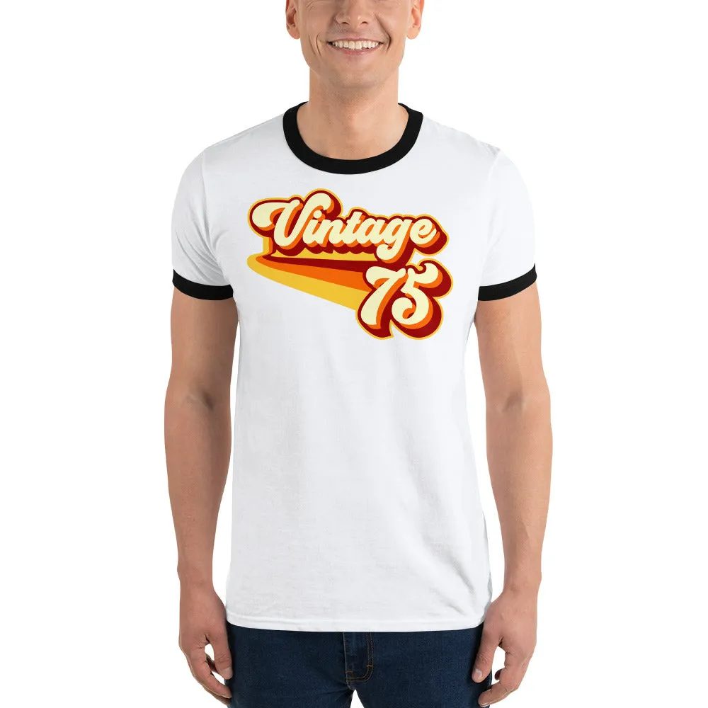 Vintage 1975 Warm Retro Lines Unisex Ringer T-Shirt