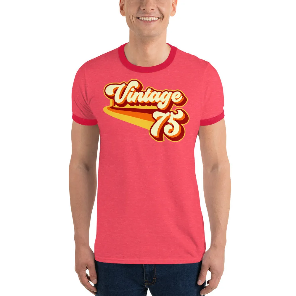 Vintage 1975 Warm Retro Lines Unisex Ringer T-Shirt