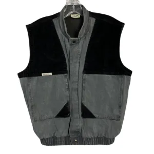 Vintage 80s 90s Pelican Cove Washed Black Denim Corduroy Front Snap Vest