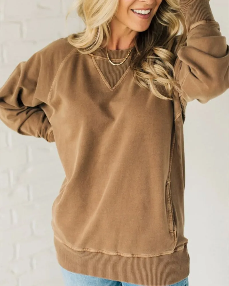VIOLA - Ribbed Sweater with Pockets