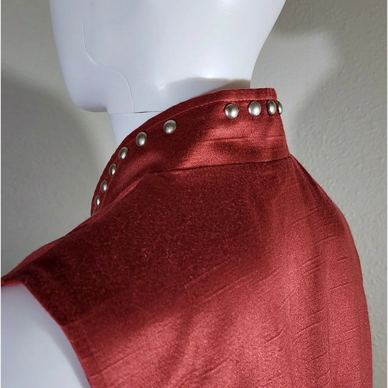 VTG New Frontier Women's Studded Collar Cotton Blend Button-Down Vest, Rodeo Western Style,  Large