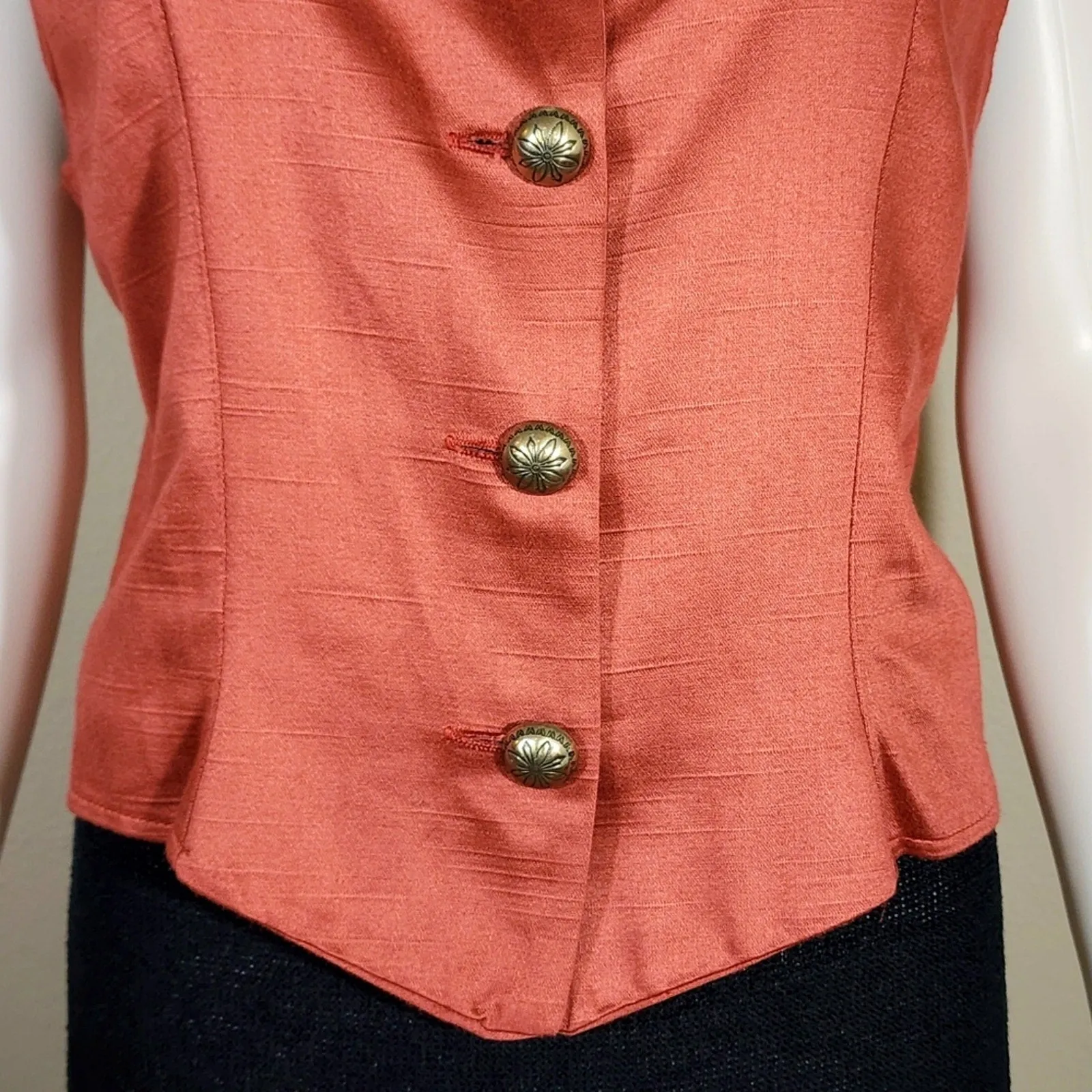 VTG New Frontier Women's Studded Collar Cotton Blend Button-Down Vest, Rodeo Western Style,  Large