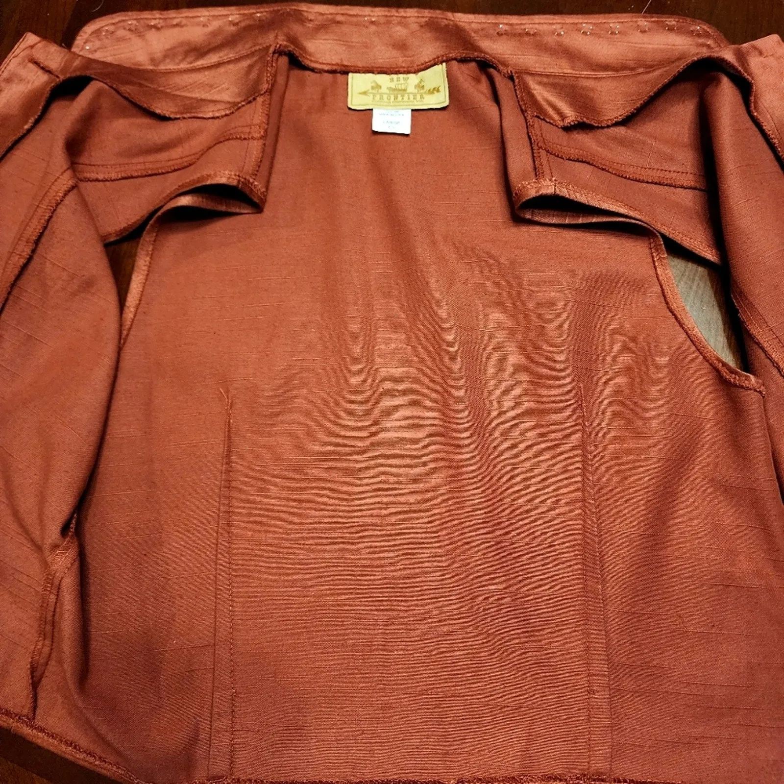 VTG New Frontier Women's Studded Collar Cotton Blend Button-Down Vest, Rodeo Western Style,  Large