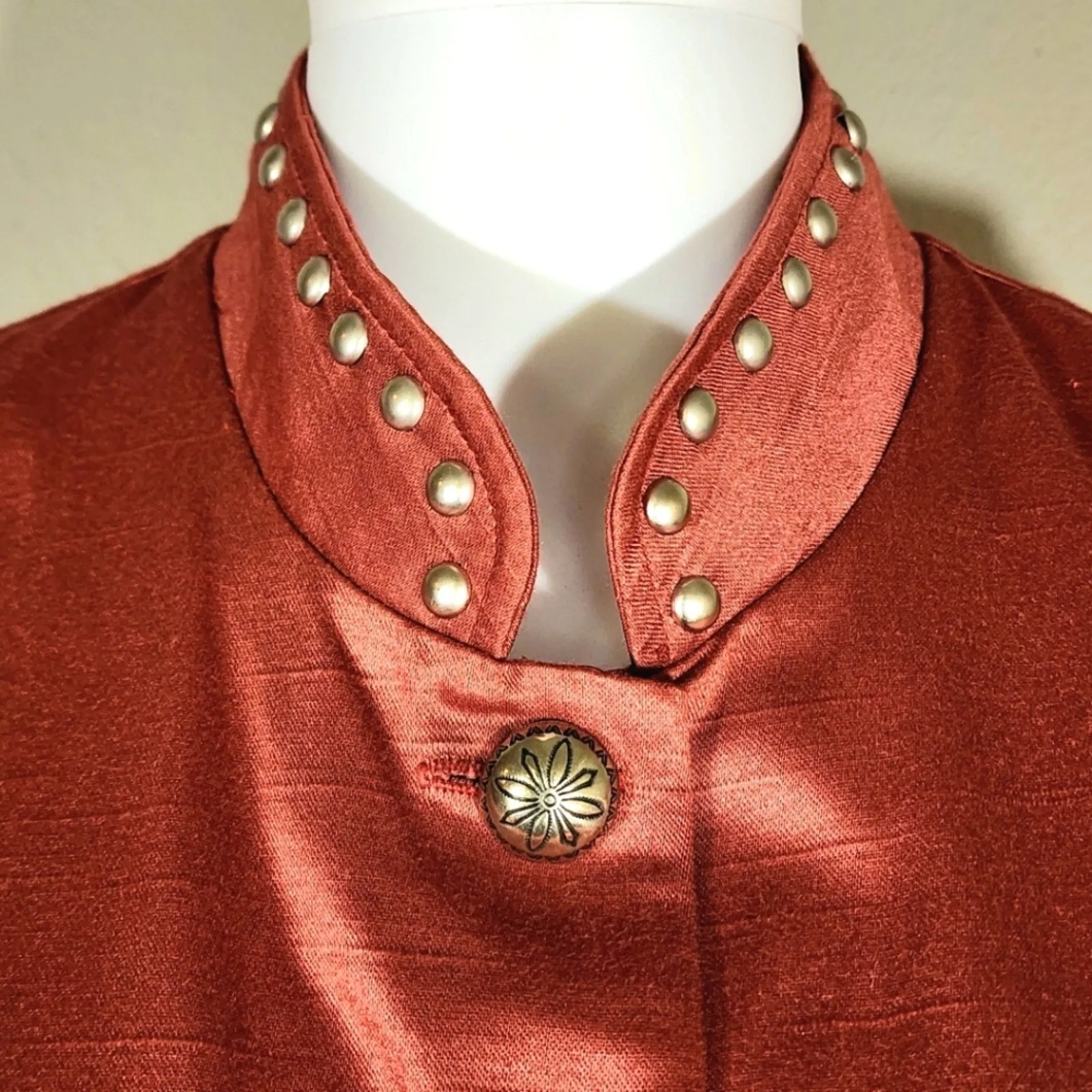 VTG New Frontier Women's Studded Collar Cotton Blend Button-Down Vest, Rodeo Western Style,  Large