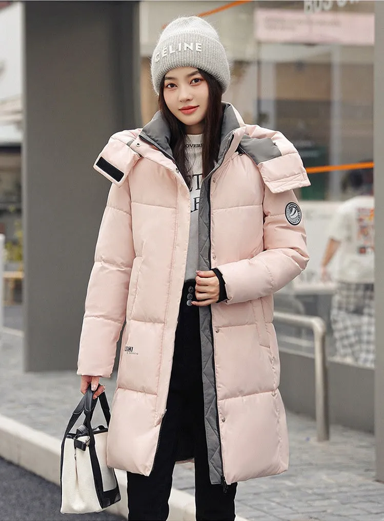 Water-Resistant Hooded Puffer Coat with Thickened Quilted Design
