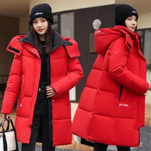 Water-Resistant Hooded Puffer Coat with Thickened Quilted Design