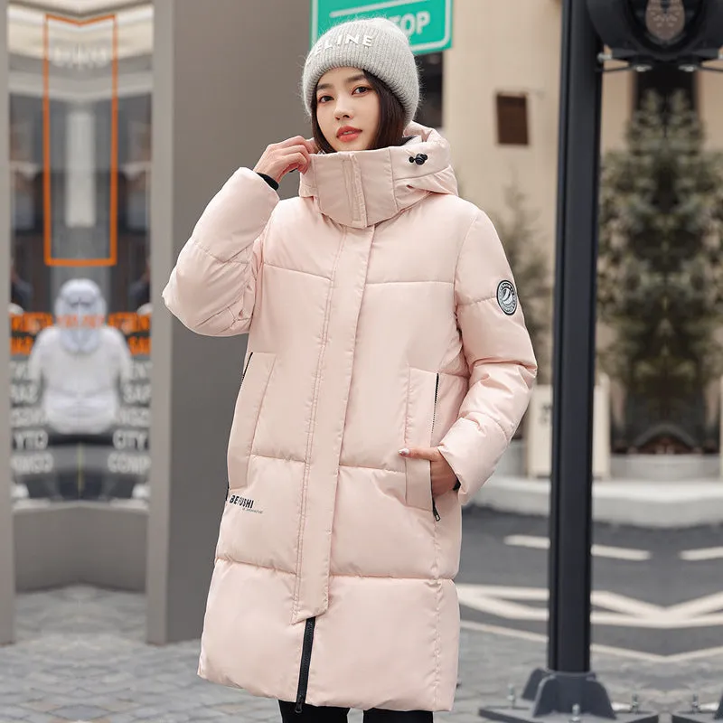 Water-Resistant Hooded Puffer Coat with Thickened Quilted Design