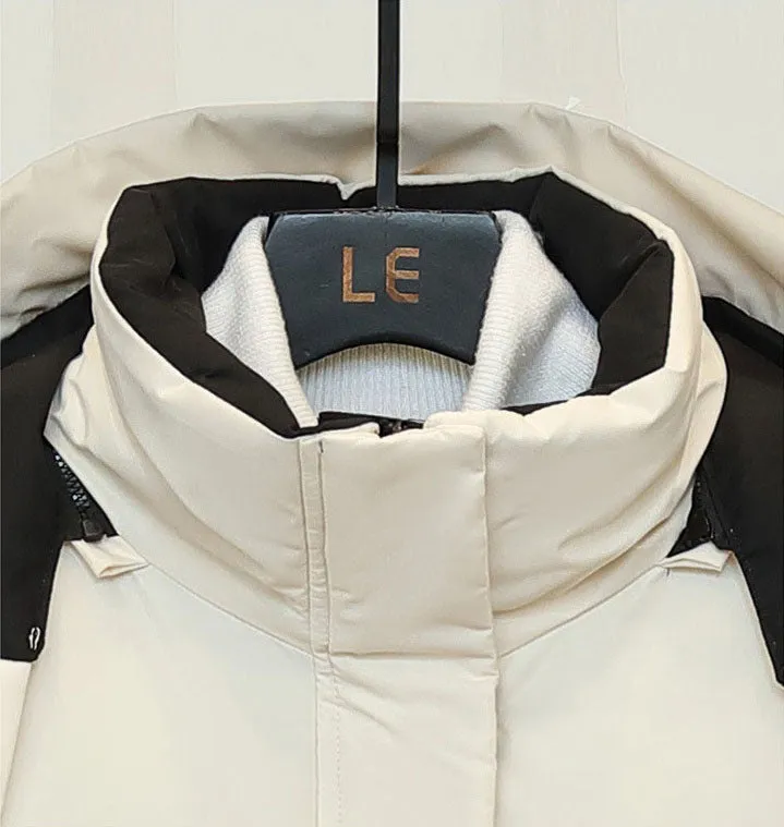 Water-Resistant Hooded Puffer Coat with Thickened Quilted Design