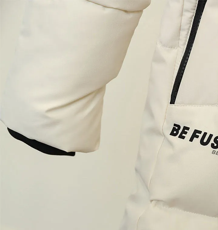 Water-Resistant Hooded Puffer Coat with Thickened Quilted Design
