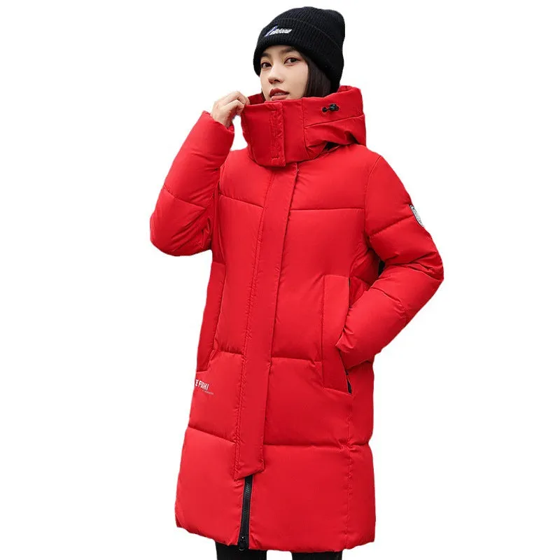 Water-Resistant Hooded Puffer Coat with Thickened Quilted Design