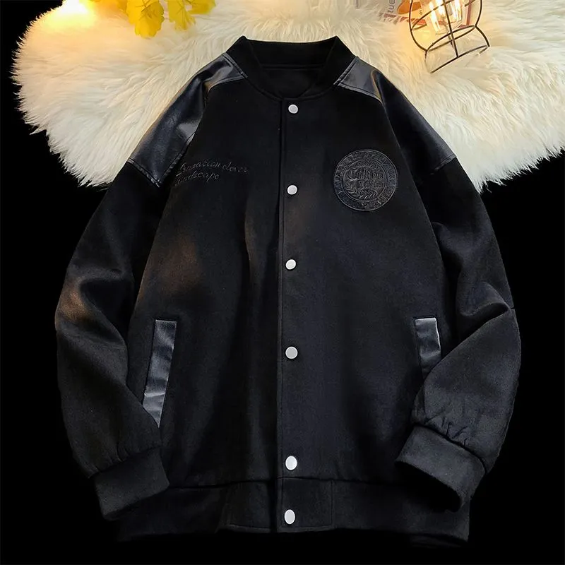 Waterproof Men's Varsity Jacket with Easy-to-Clean Fabric and Embossed Details