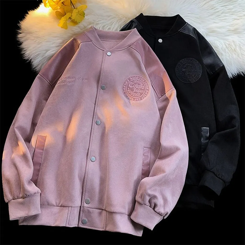 Waterproof Men's Varsity Jacket with Easy-to-Clean Fabric and Embossed Details