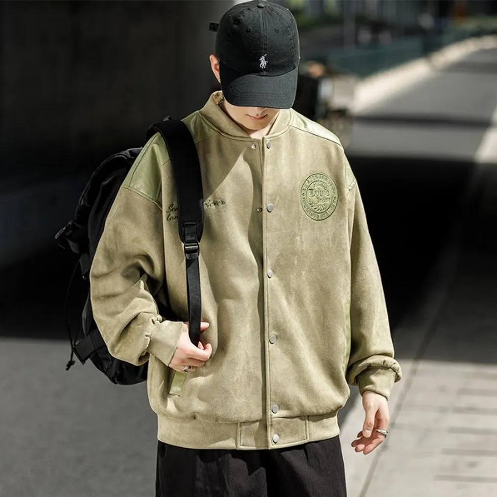Waterproof Men's Varsity Jacket with Easy-to-Clean Fabric and Embossed Details